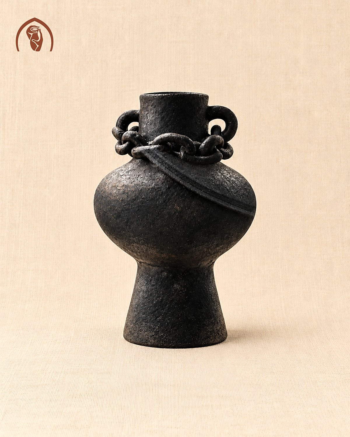 Bình hoa gốm Chăm Bàu Trúc nặn tay, đất nung không men