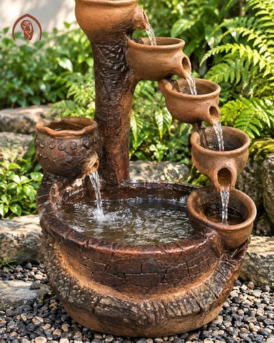 Ảnh 3/4: thác nước gốm Chăm Bàu Trúc nặn tay, đất nung không men