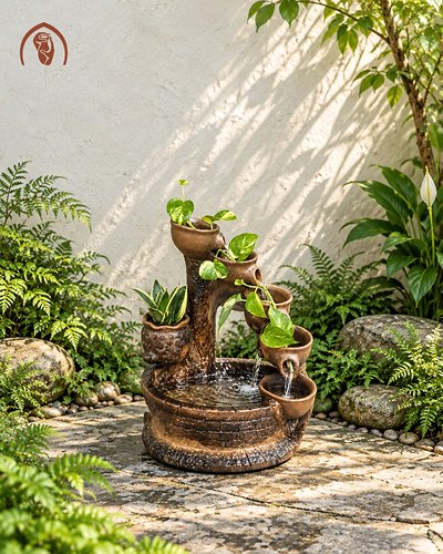 Ảnh 4/4: thác nước gốm Chăm Bàu Trúc nặn tay, đất nung không men